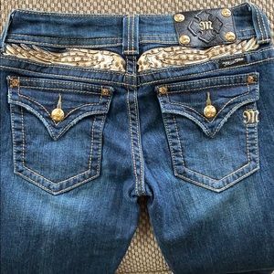 Miss Me Bootcut Jeans w/ Gold Wings And Crystals